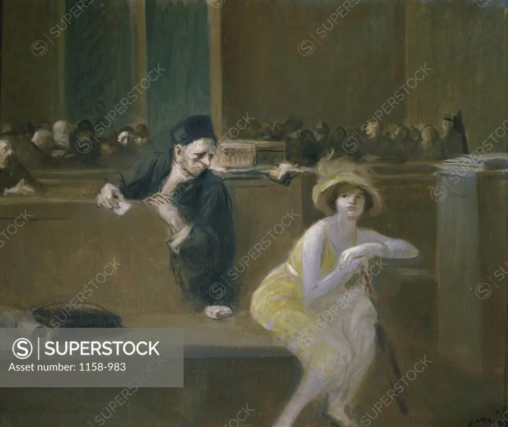 Courtroom Scene  (Scene de Tribunal)  19th C.  Jean Louis Forain (1852-1931/French)   