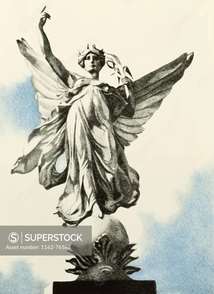 Angel in London by Helen J. Vaughn, lithograph, 1998, 20th century, collection of artist