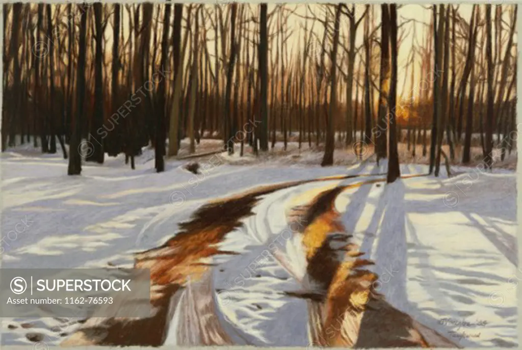 A Snowy Path at Tanglewood 1999 Helen J. Vaughn (20th C. American) Pastel on board Private Collection