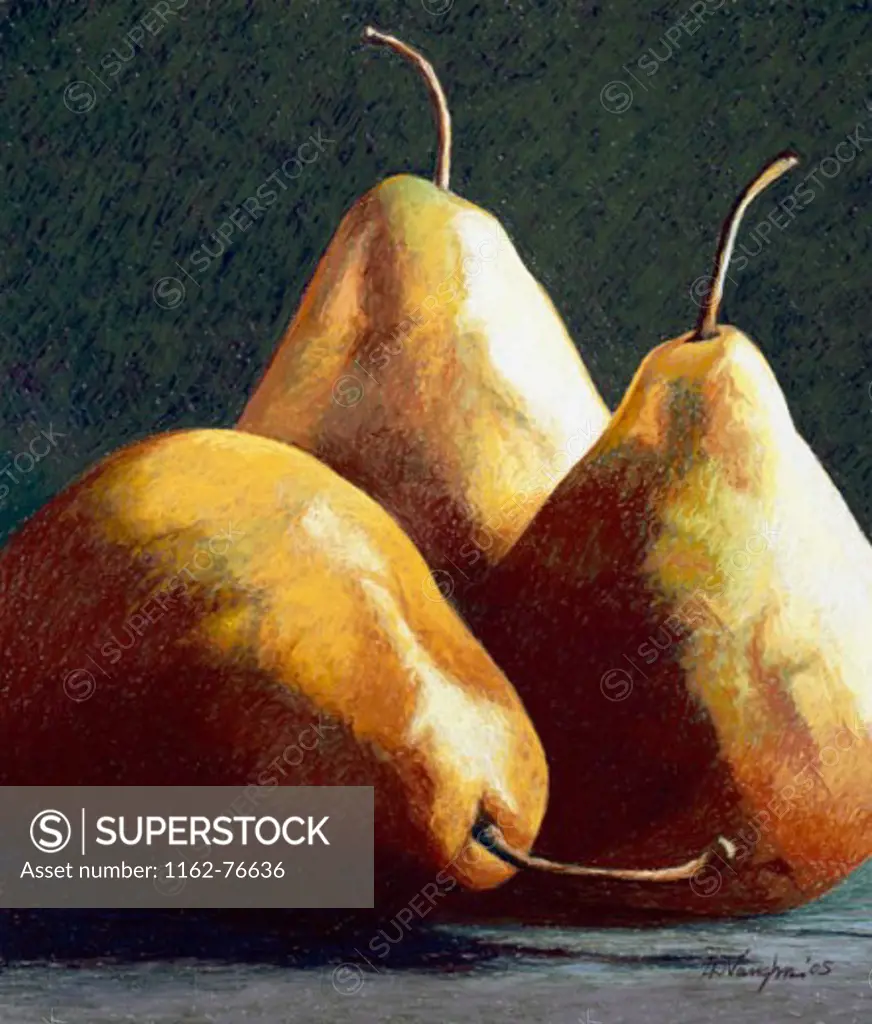 Three Big Pears 2005 Helen J. Vaughn (20th C. American) Pastel on Paper Private Collection