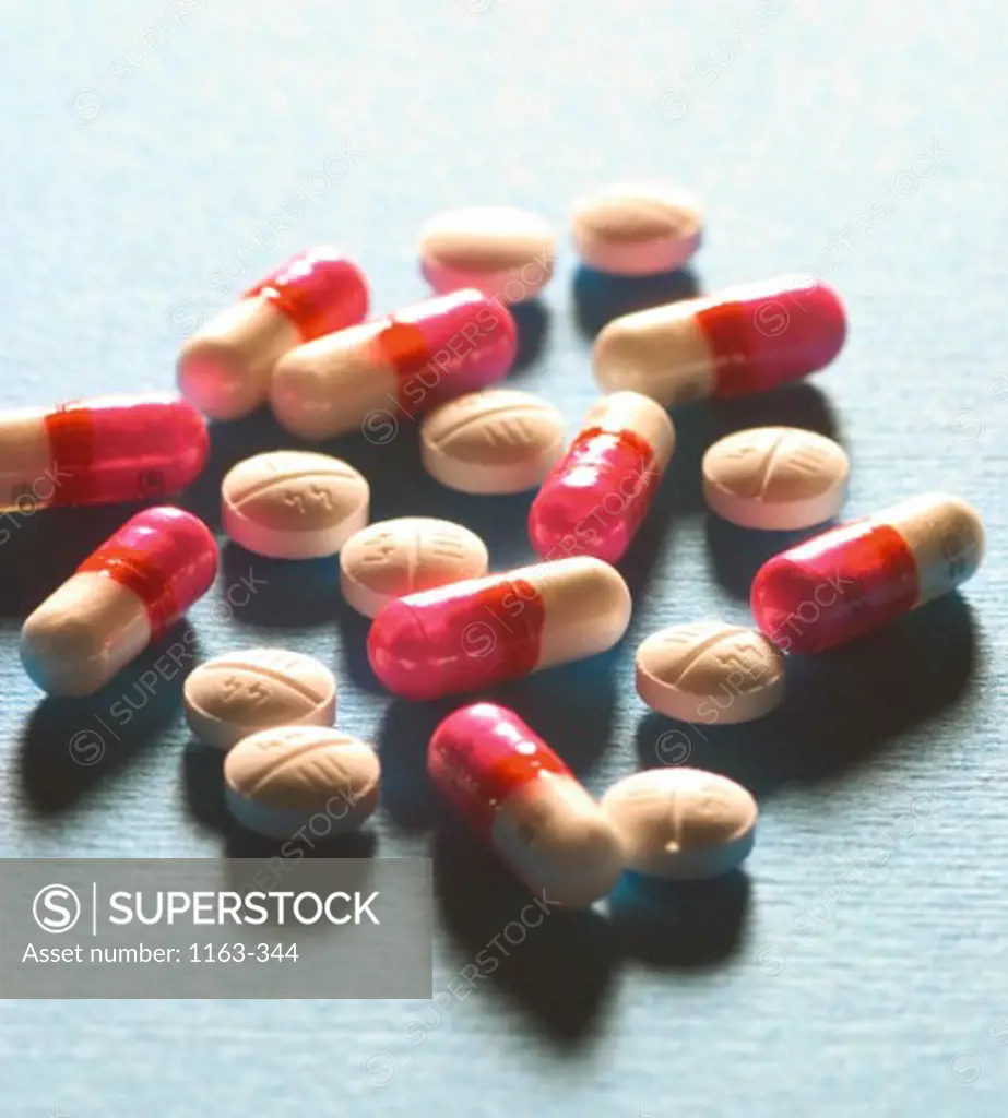 Close-up of capsules and pills