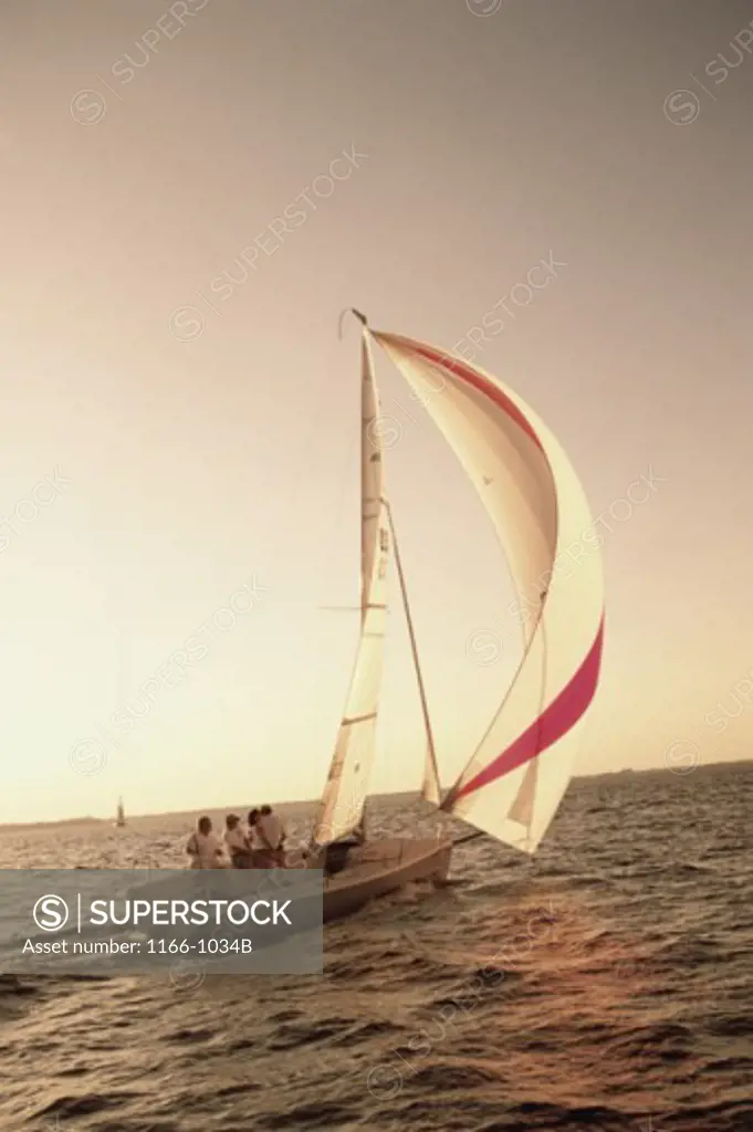 Group of people sailing on a sailboat