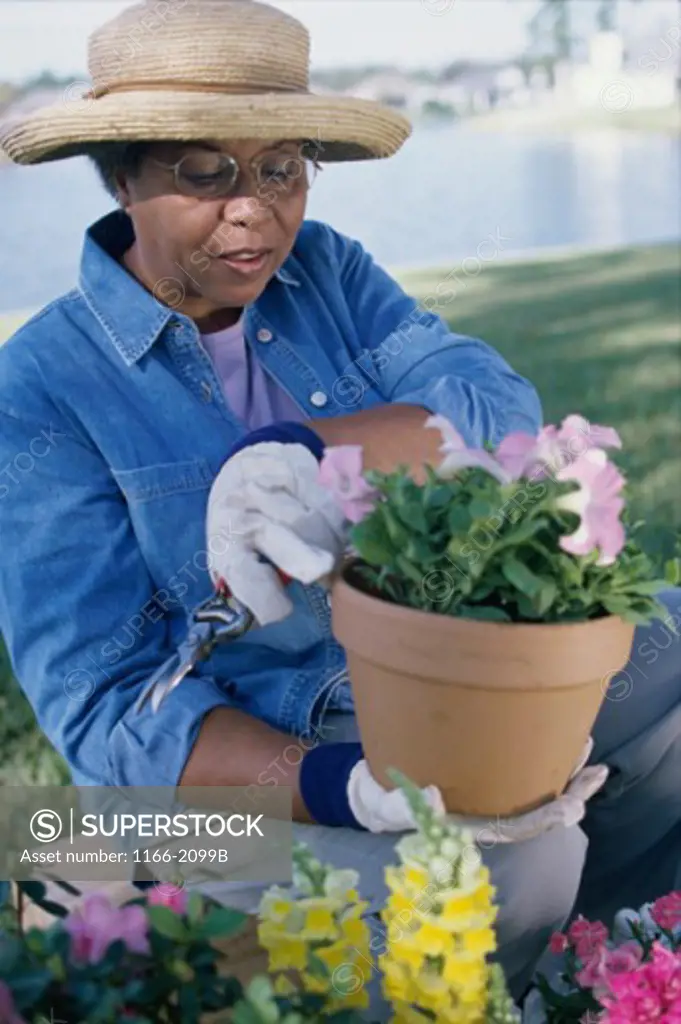 Senior woman gardening