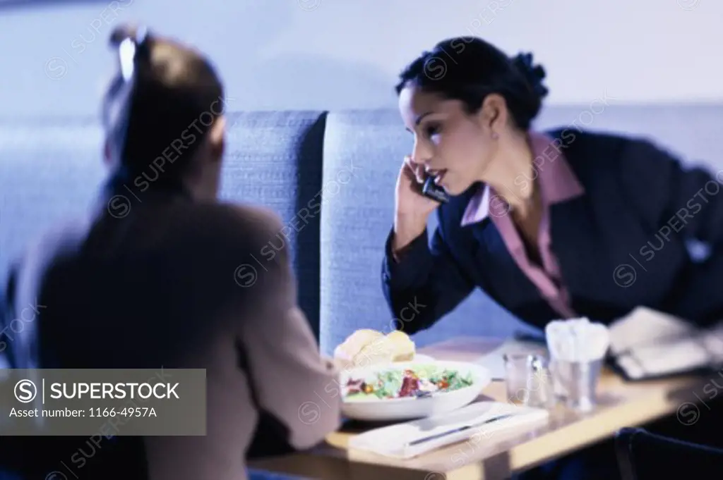 Two businesswomen at a restaurant
