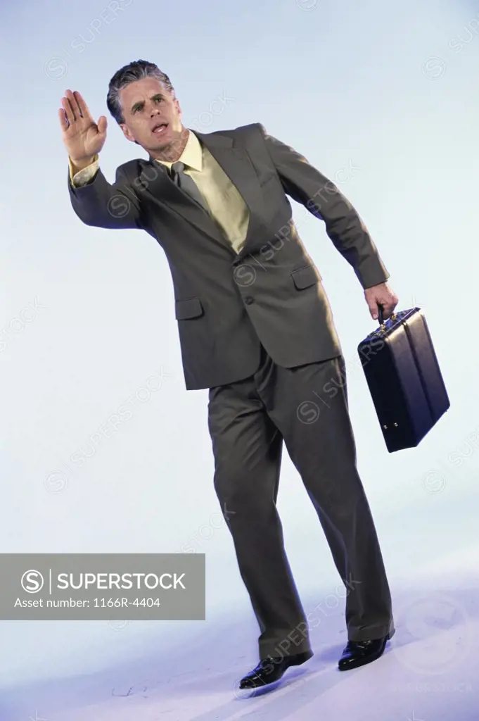 Businessman standing holding a briefcase