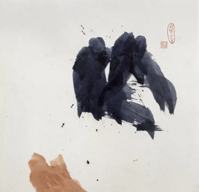 The Loving Couple 1991 Ho Fung Yuen (20th C. Chinese) Ink Wash