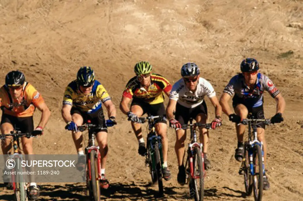 Group of people riding bicycles in a race