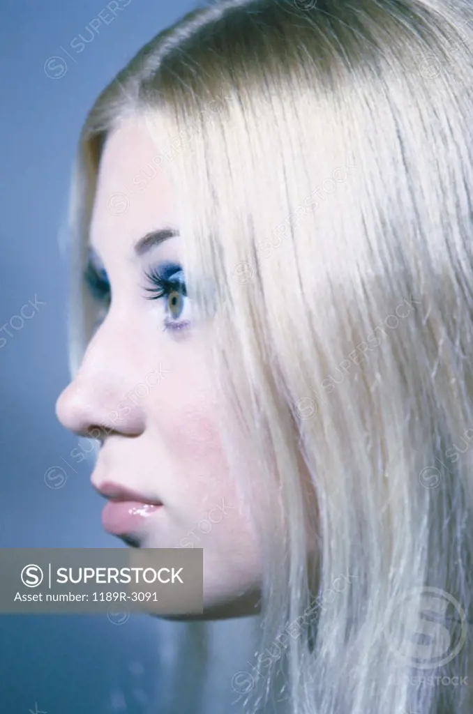 Side profile of a young woman