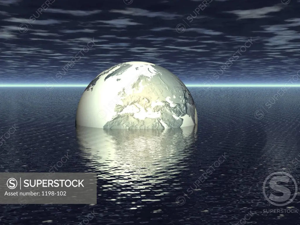 Globe submerged in water