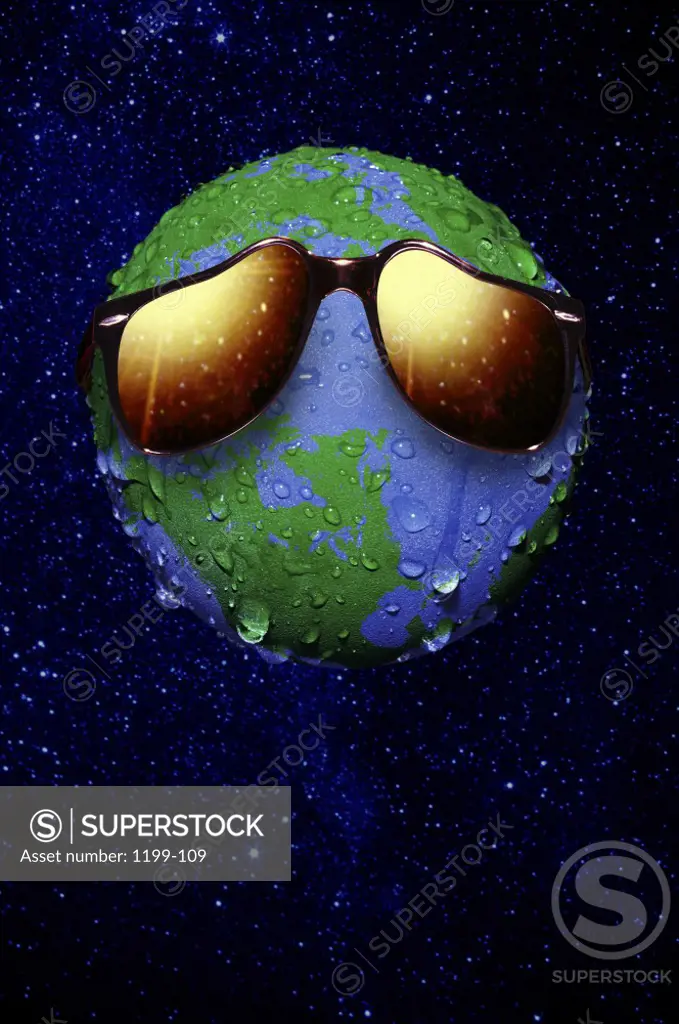Sunglasses melting on a globe