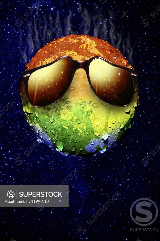 Sunglasses on a hot globe