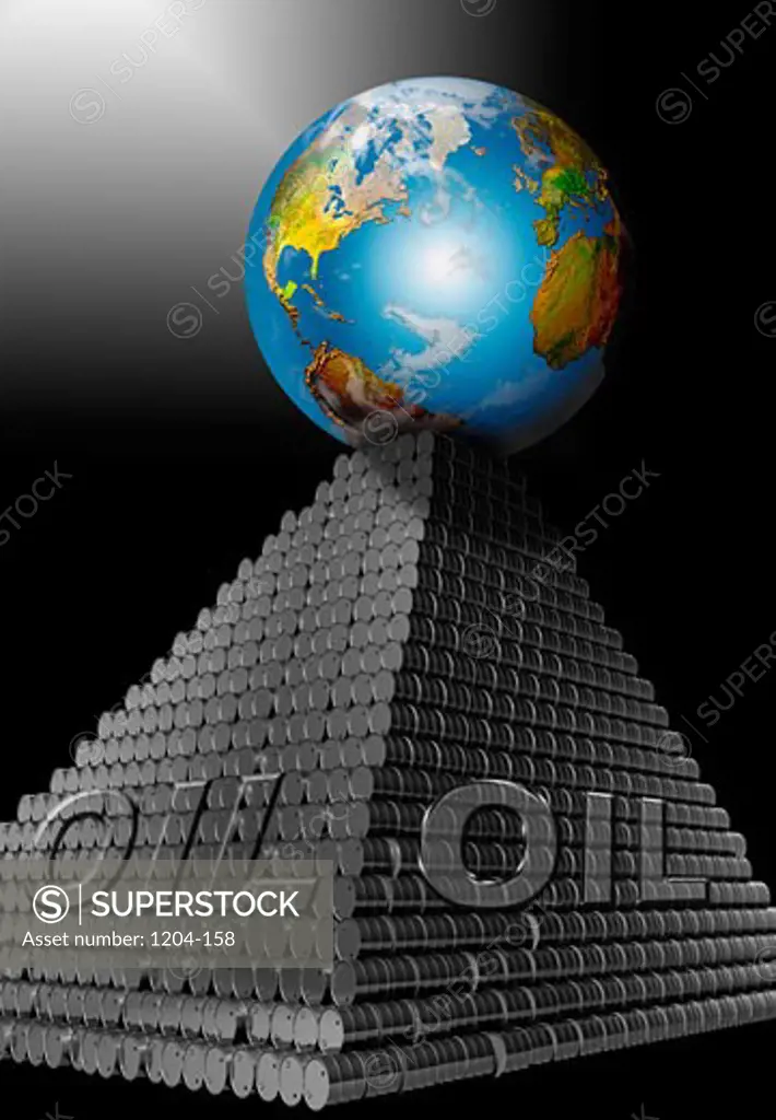 Oil Earth Barrels Pyramid by Mike Agliolo, computer graphics