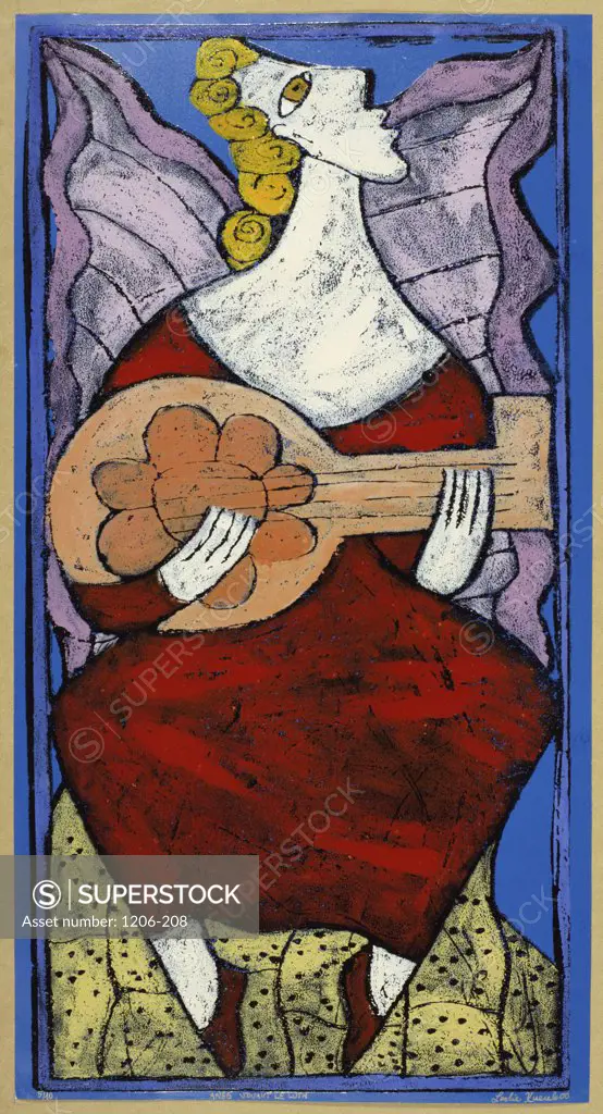 Angel Playing Lute 2001 Leslie Xuereb(b.1959/French) 