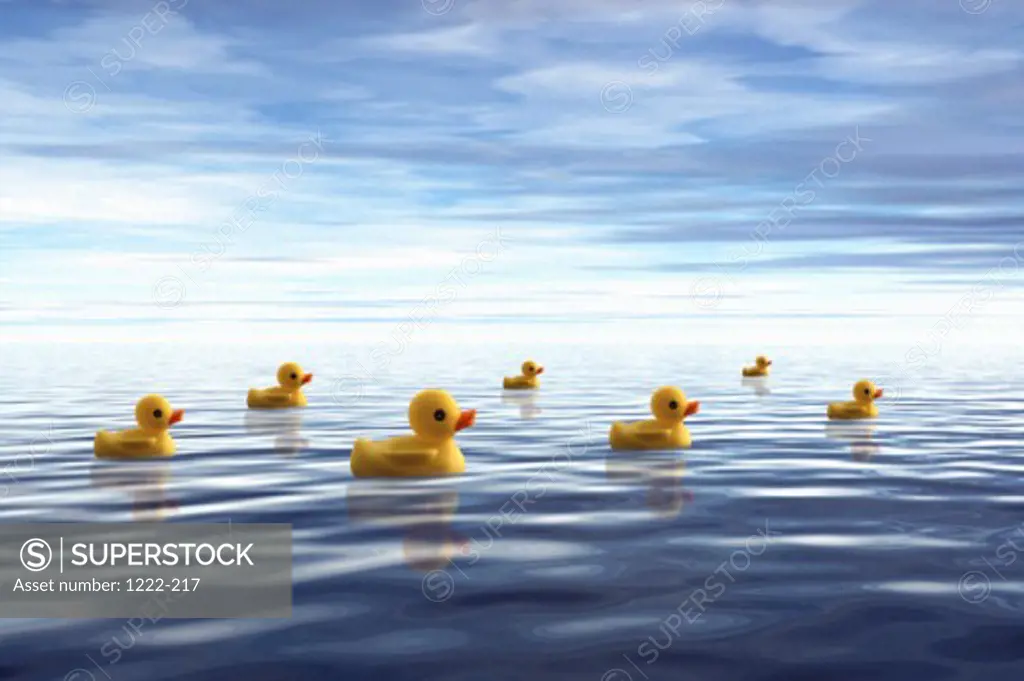 Rubber ducks floating on water
