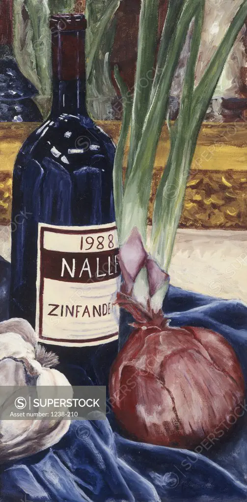 Wine and Growing Onions 1991 Diantha York-Ripley (20th C.  American) Collection of Artist