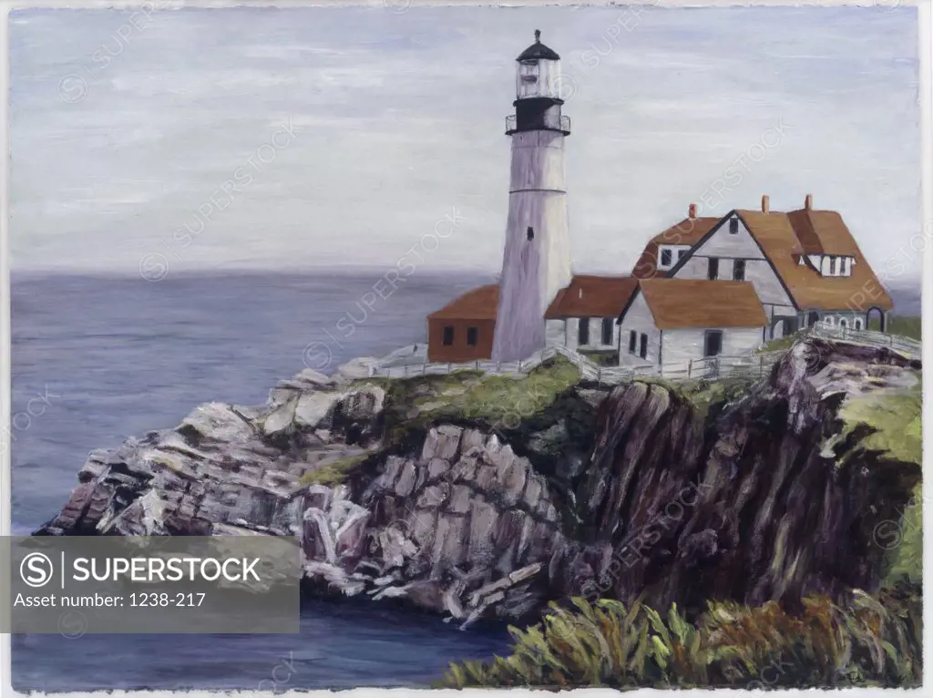 Lighthouse, Maine 1998 Diantha York-Ripley (20th C./American) Acrylic on paper Private Collection 