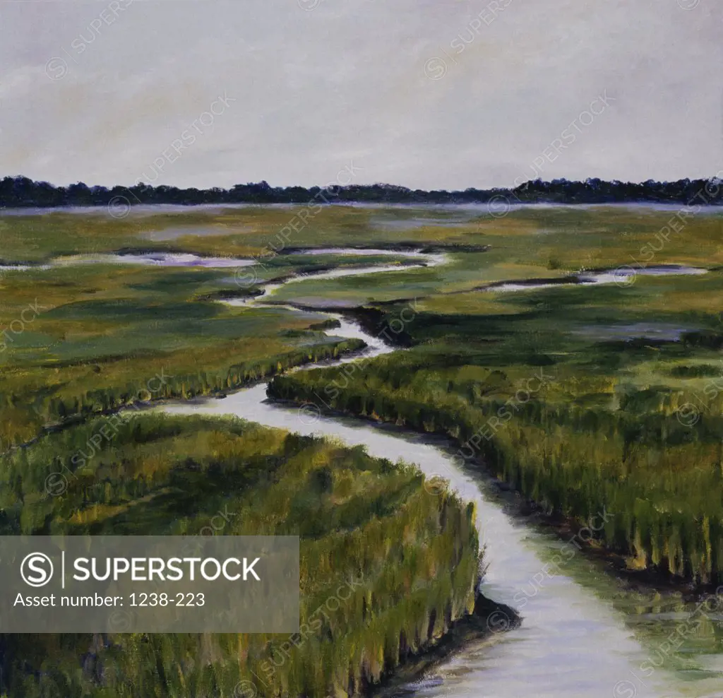 Marshes I 2001 Diantha York-Ripley (20th C. American) Acrylic on canvas 