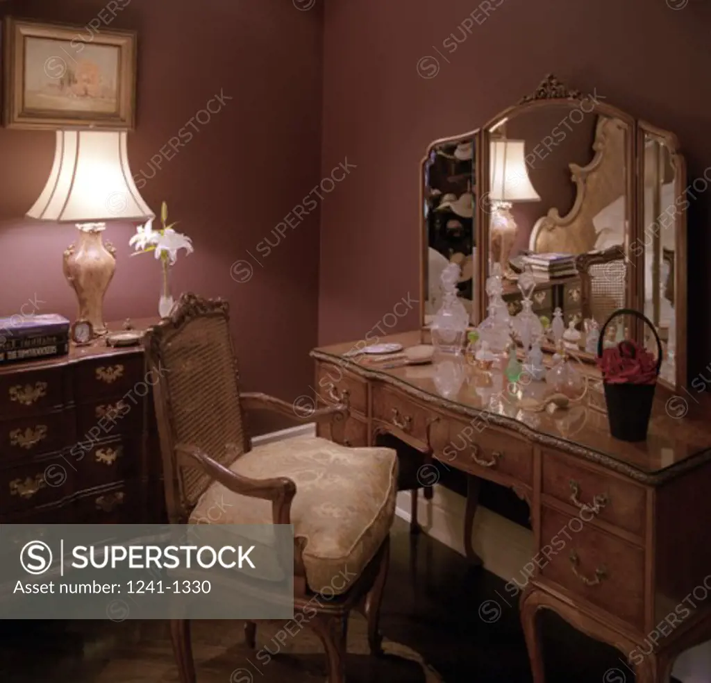 High angle view of a dressing table in a room