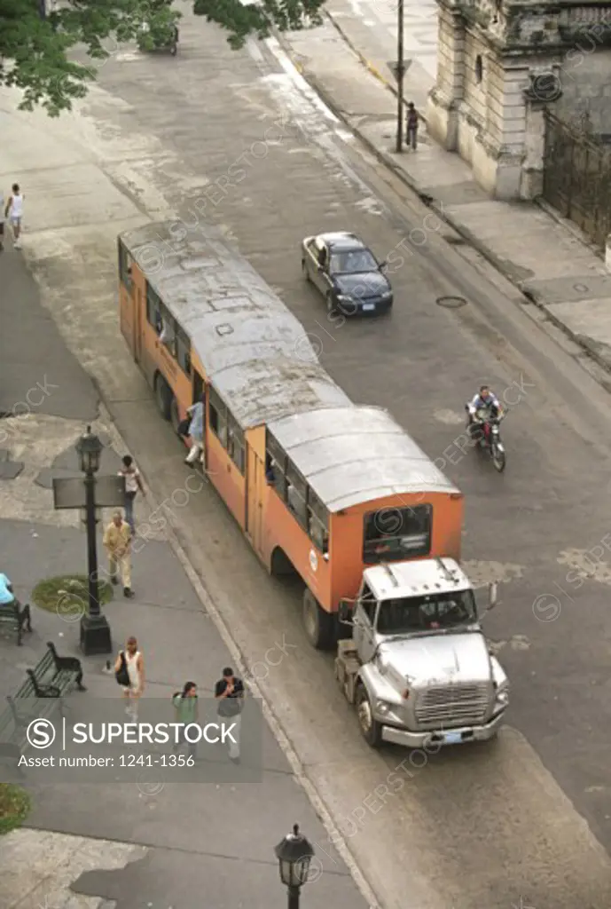 High angle view of a camello bus, Havana, Cuba