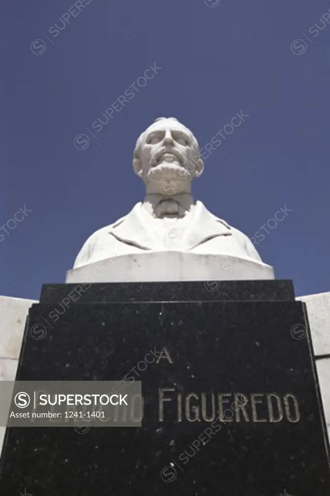 Low angle view of a statue, Bust of Perucho Figueredo, Bayamo, Cuba