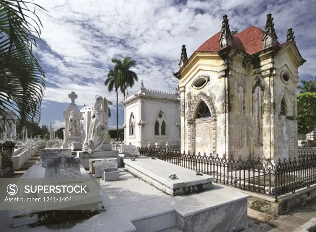Tombstones in a cemetery, Colon Cemetery, Havana, Cuba