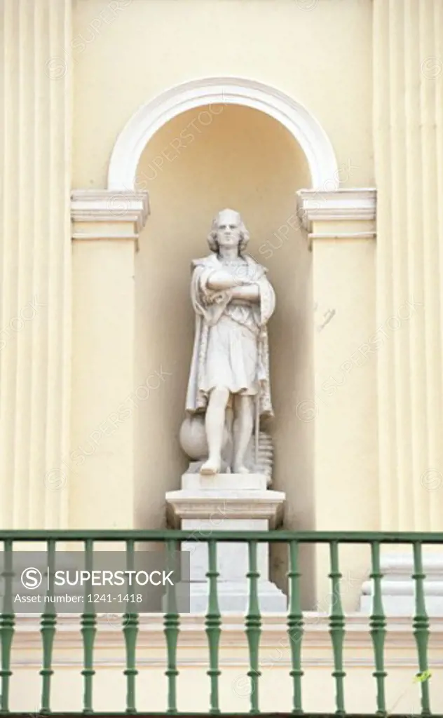 Low angle view of a statue of Christopher Columbus, Santiago de Cuba, Cuba