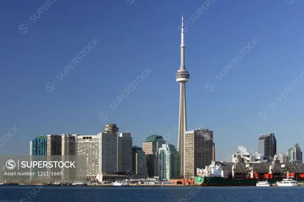 Skyscrapers on the waterfront, CN Tower, Toronto, Ontario, Canada