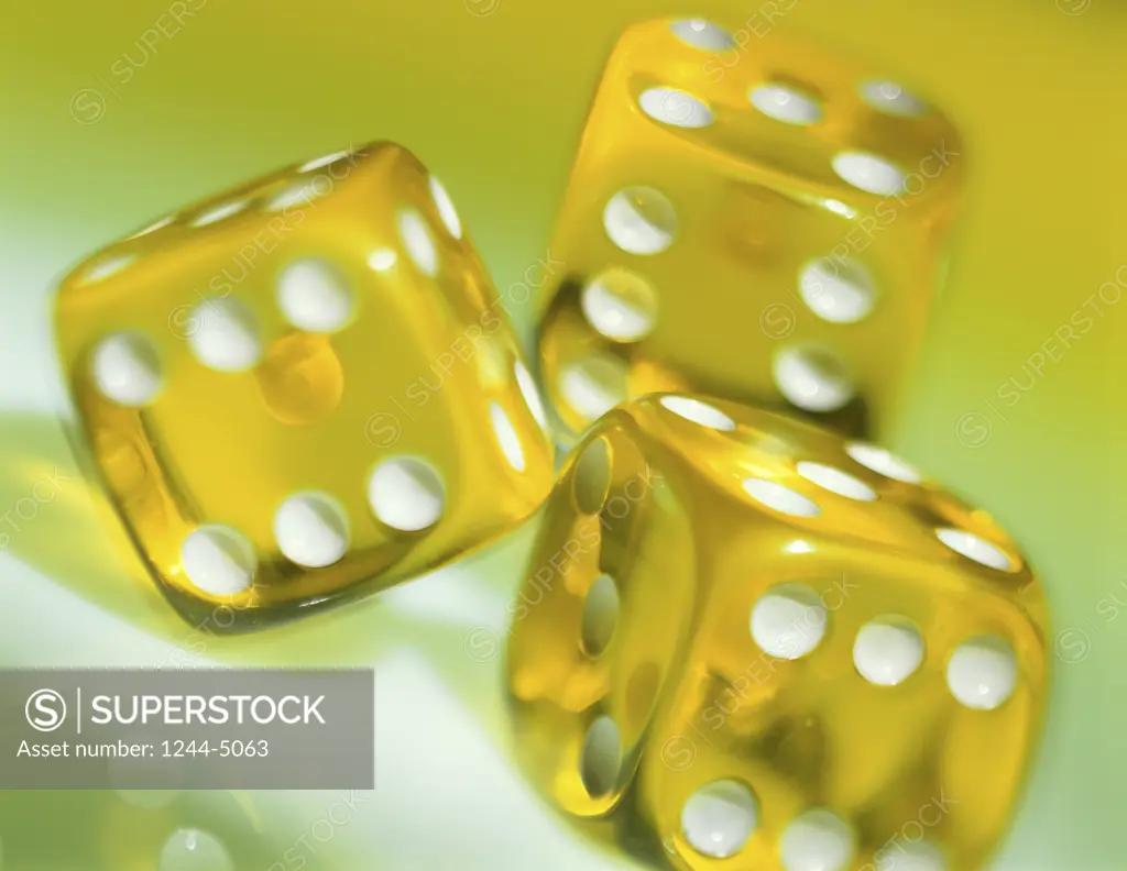 Close-up of three dice