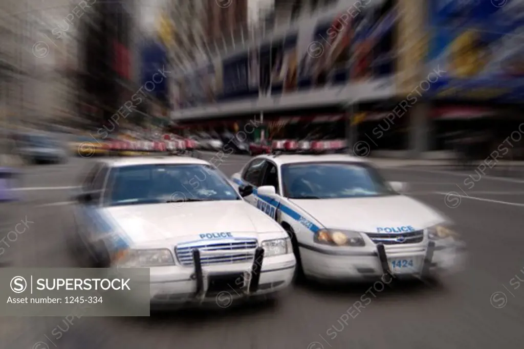 Two police cars in New York City, USA