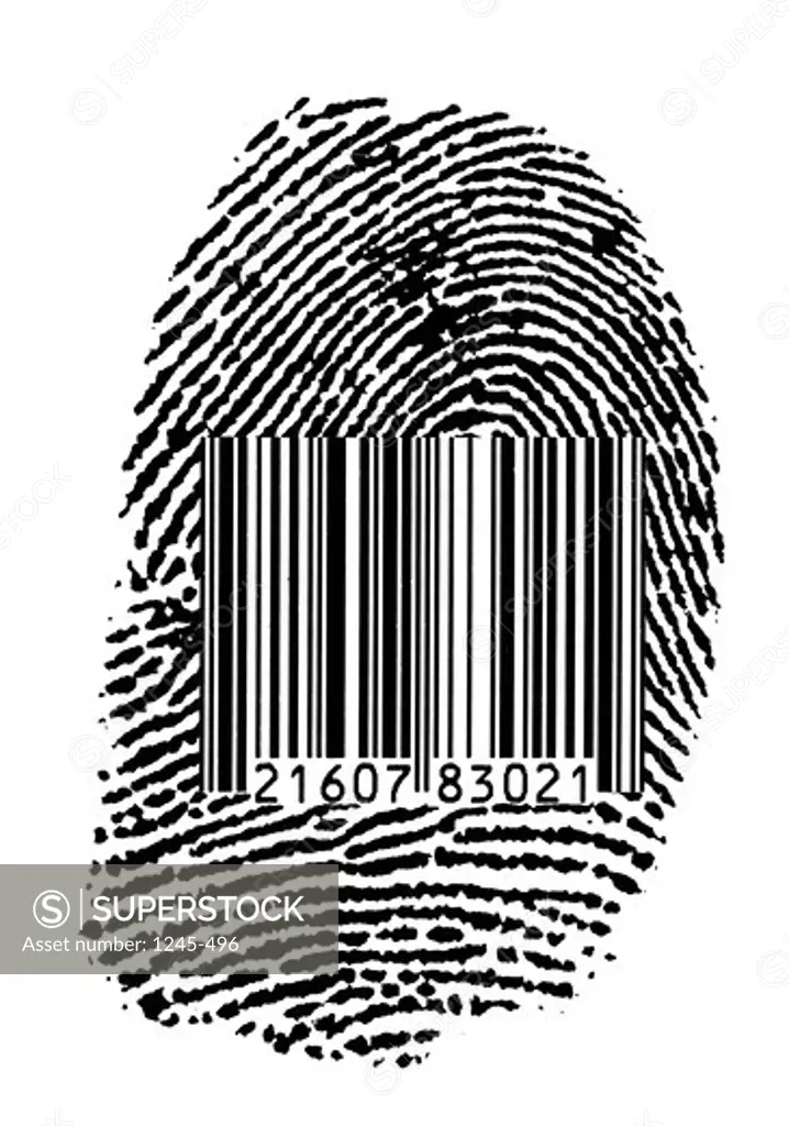 Bar code on a thumb print
