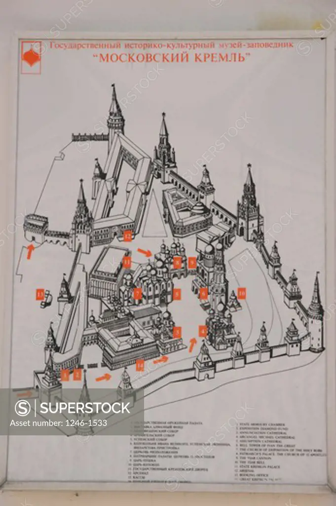 RUSSIA, Moscow, Kremlin:  Map of the Kremlin