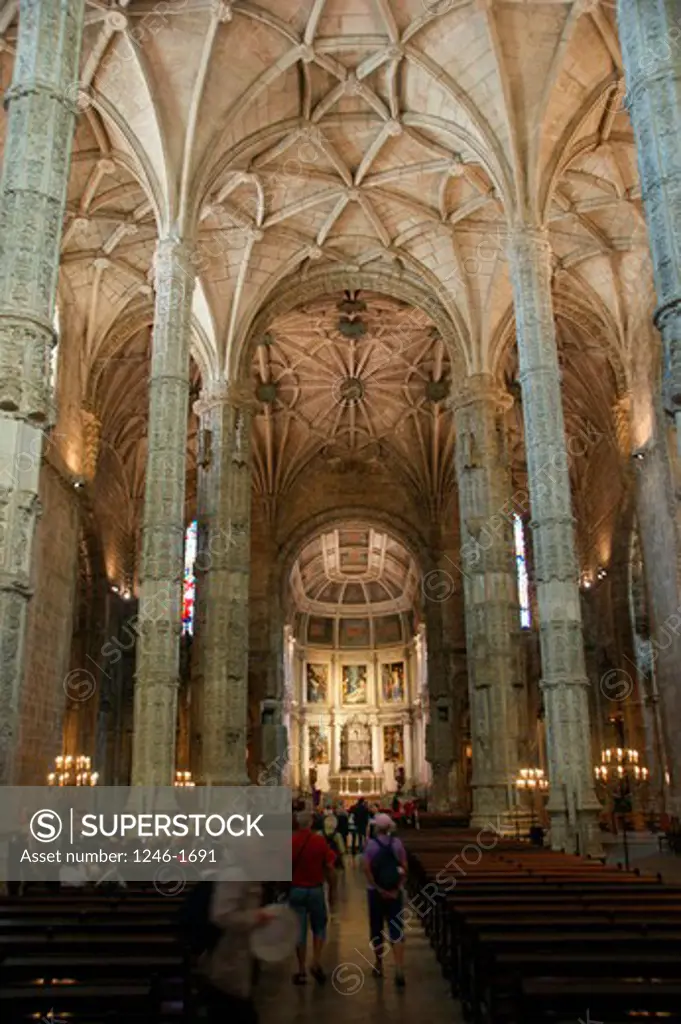PORTUGAL, Lisbon, Belém:  Interior of the Cathedral Vasco da Gama (former monasterial church of Jeronimos)
