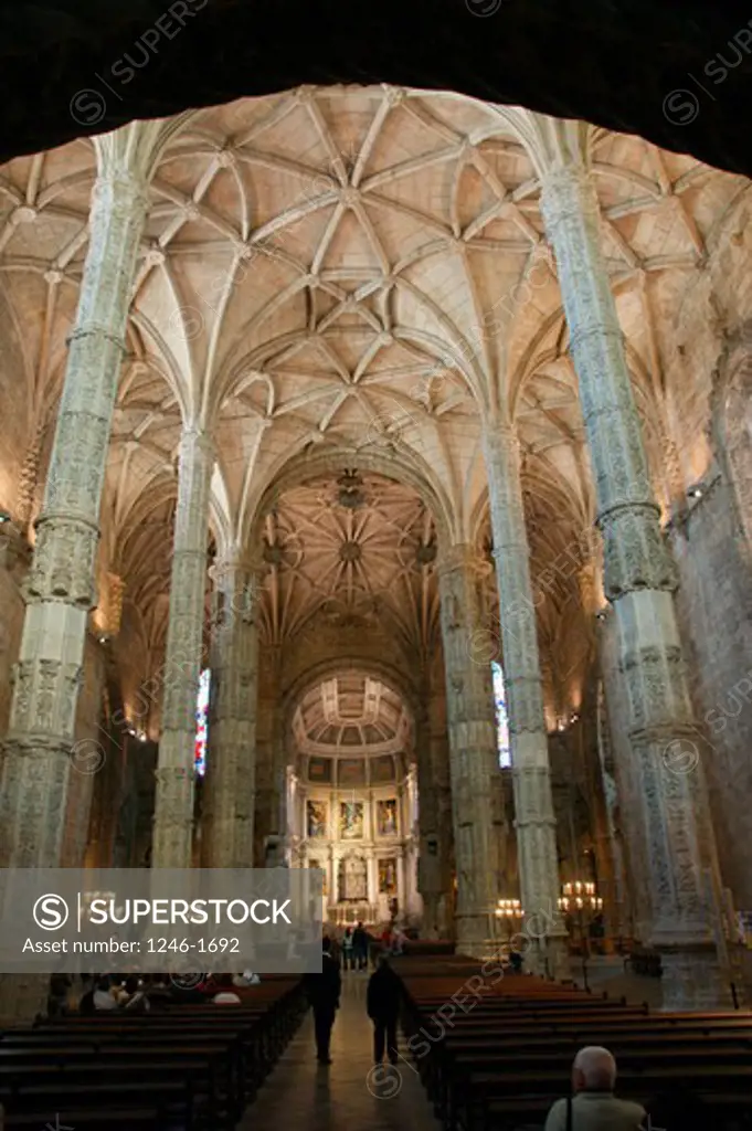 PORTUGAL, Lisbon, Belem: Interior of the Cathedral Vasco da Gama (former monasterial church of Jeronimos)