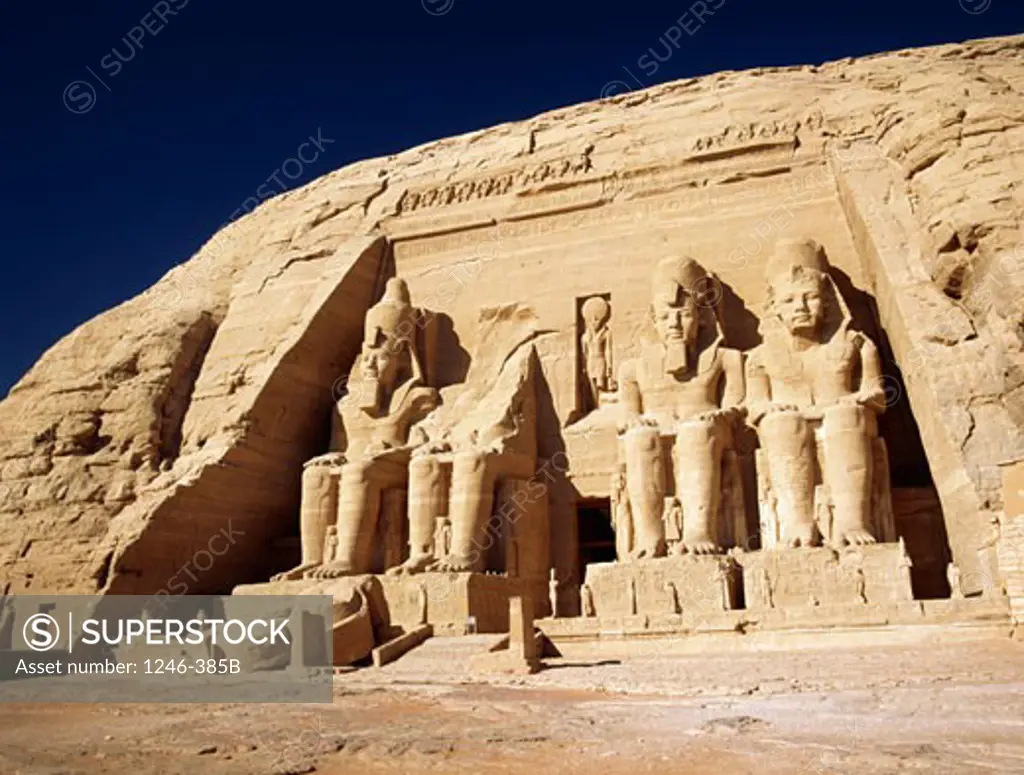 Facade of a temple, Great temple of Rameses II, Abu Simbel, Egypt