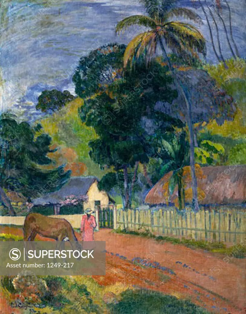 Landscape: Horse on road by Paul Gauguin,  (1848-1903),  Russia,  Moscow,  Pushkins Museum of Fine Arts