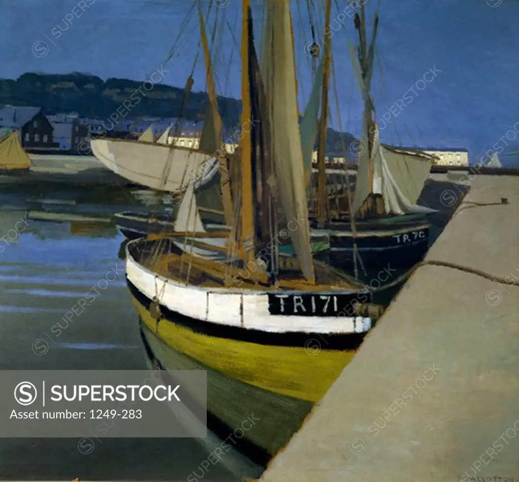Russia, Moscow, Pushkin Museum Of Fine Arts, Seaport by Félix Edouard Vallotton, oil on cardboard, (1865-1925)
