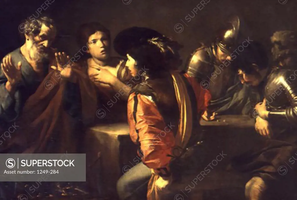 Denial of St. Peter by Valentin de Boulogne, 1594-1632, Russia, Moscow, Pushkins Museum of Fine Arts