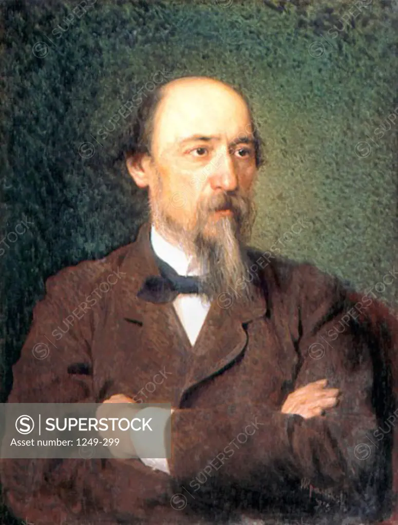 Portrait of Nekrasov by Ivan Nikolaevic Kramskoj, 1837-1887, Russia, Karabikha Musuem