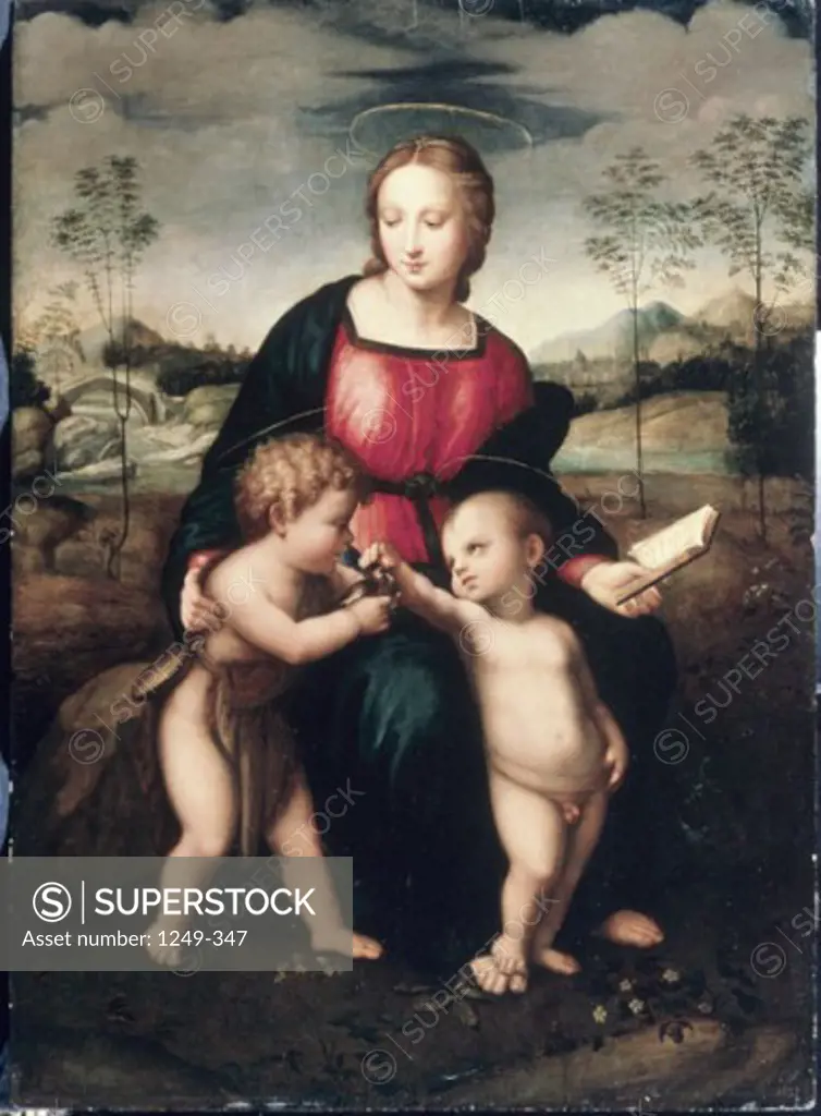 Madonna and Child with Young John the Baptist  (After Raphael's Madonna of the Goldfinch) 16th C. Artist Unknown (Italian) Oil on wood Sevastopol Art Museum, Ukraine
