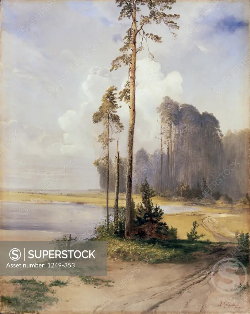 Summer Landscape With Pine Trees Aleksej Kondrat'evic Savrasov (1830-1897 Russian) Yaroslavl Artistic Museum, Russia 