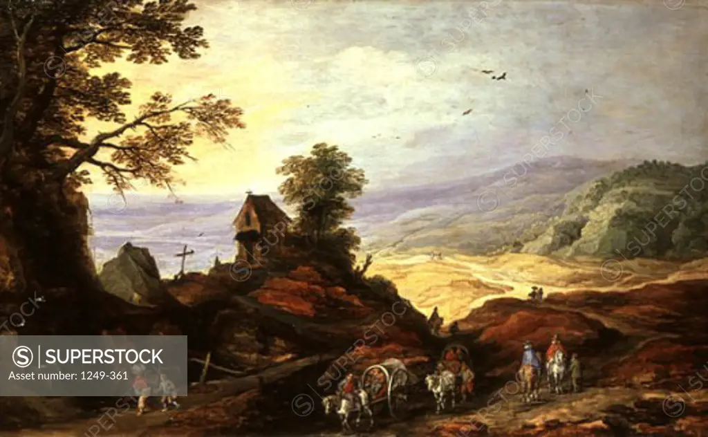 Landscape with Chapel on Hill by Joos de Momper the Younger, 1564-1635, Russia, Moscow, Pushkins Museum of Fine Arts