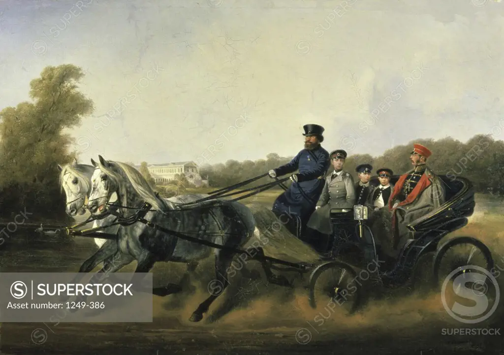 A Drive In A Carriage (Alexander II With Children) c. 1850 Nicolas G. Svertchkoff (1817-1898/Russian) Yaroslavl Artistic Museum, Russia 