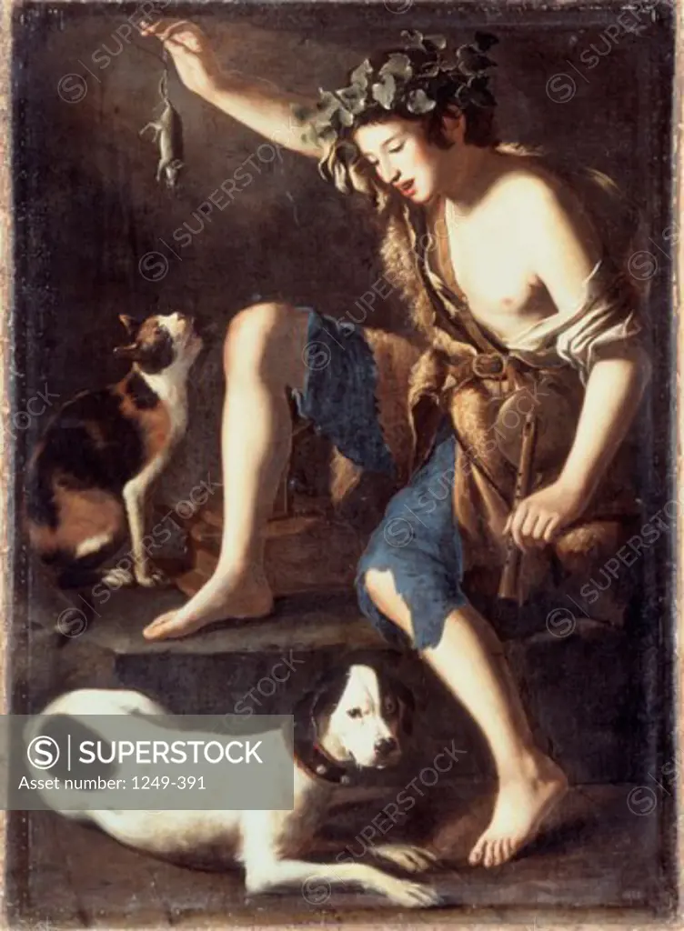 Young Shepherd Playing with a Cat Tommaso Salini (Mao Salini)(1575-1625 Italian) Sevastopol Art Museum, Russia 