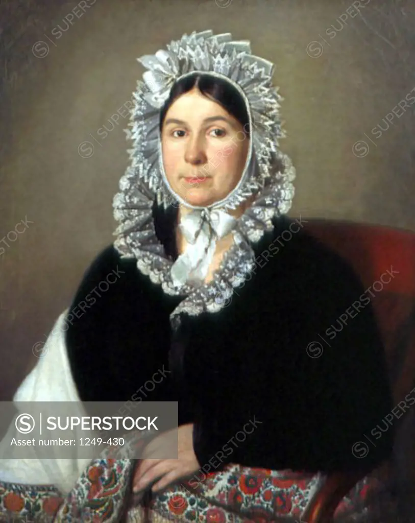 Portrait of Lady in Cap by unknown painter, Artist Unknown, Russia, Tomsk, Tomsk Regional Arts Museum