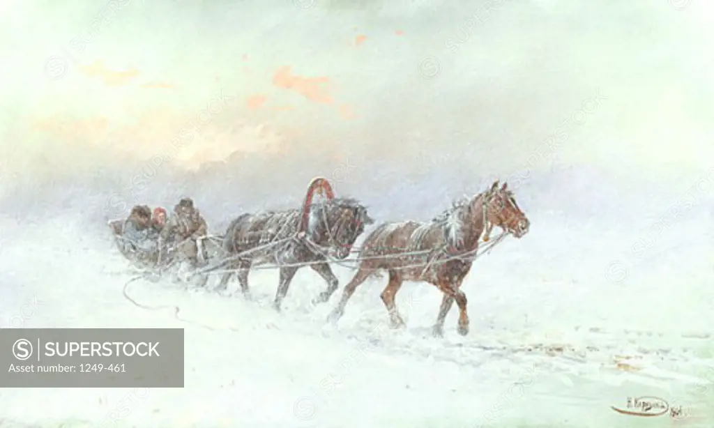 Snowstorm by Nicholas Nichlaivich Karazin, 1842-1908, Russia, Ryazan, Ryazan Artistic Museum