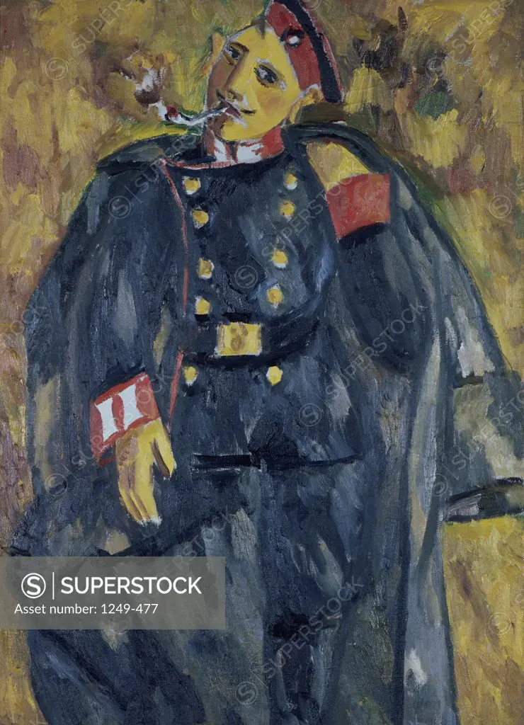 Soldier Smoking by Mihajl Fedorovic Larionov, 1910-11, 1881-1964, Russia, Moscow, Tretyakov Gallery