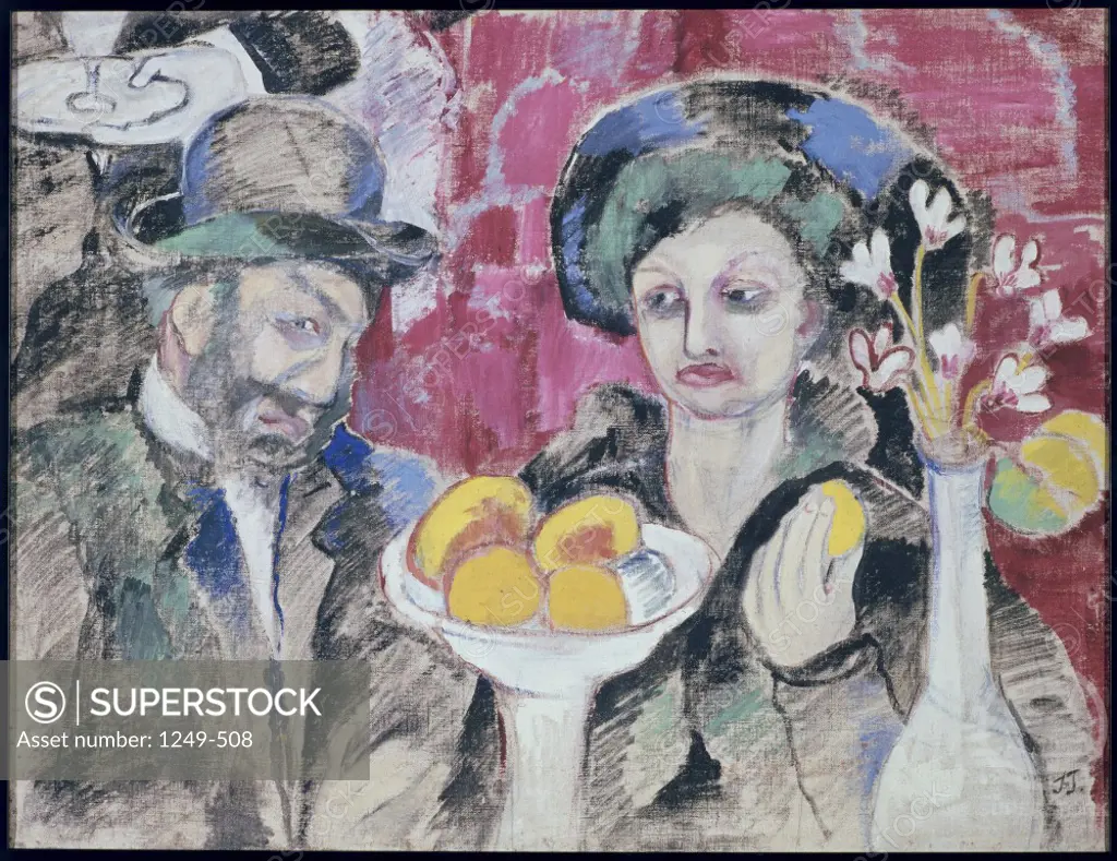 In A Restaurant by Natalija Sergeevna Goncarova, distemper on canvas, 1906-1907, 1881-1962, Russia, Moscow, Tretyakov Gallery