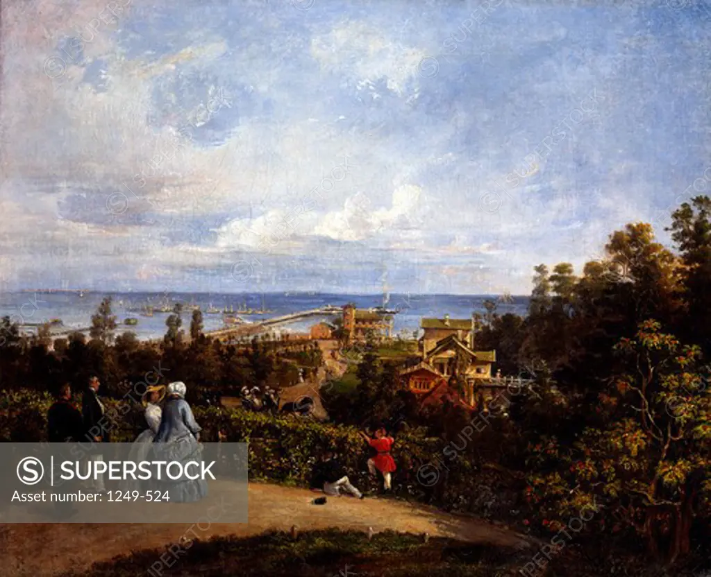 View of the Gulf of Finland and Petergof Port by unknown artist, oil on canvas, 19th century, Russia, Tomsk, Tomsk Oblast Art Museum