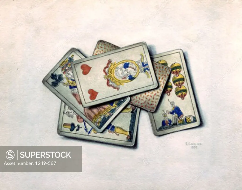 Still Life With Playing Cards by V.P. Sokolov, 1903, 20th century art, Russia, Ryazan, Ryazan Artistic Museum