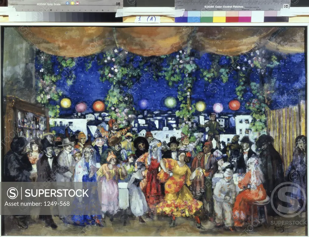 Carnival In Spain by Anatoly Arapov, oil on cardboard, 1911, 1876-1949, Russia, Ryazan Artistic Museum